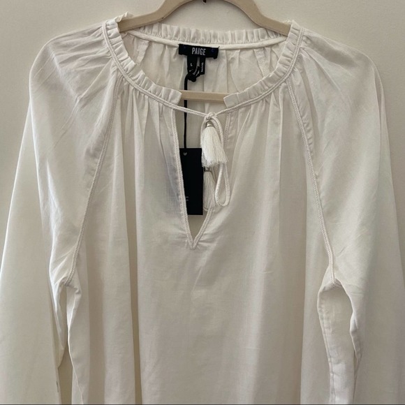 New Paige Tailynn White Long Sleeve Peasent Style Boho Blouse Size Large - Picture 5 of 16